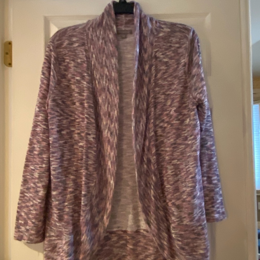 Purple Knit Cardigan with Open Front and Relaxed Fit